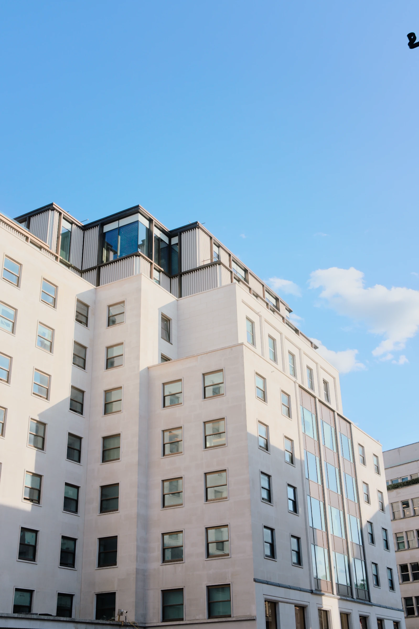 White architecture against a blue sky
